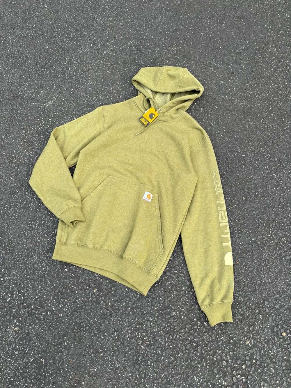 NWT Carhartt K288 Hoodie Size XS Olive Green Loose Fit Logo Sleeve